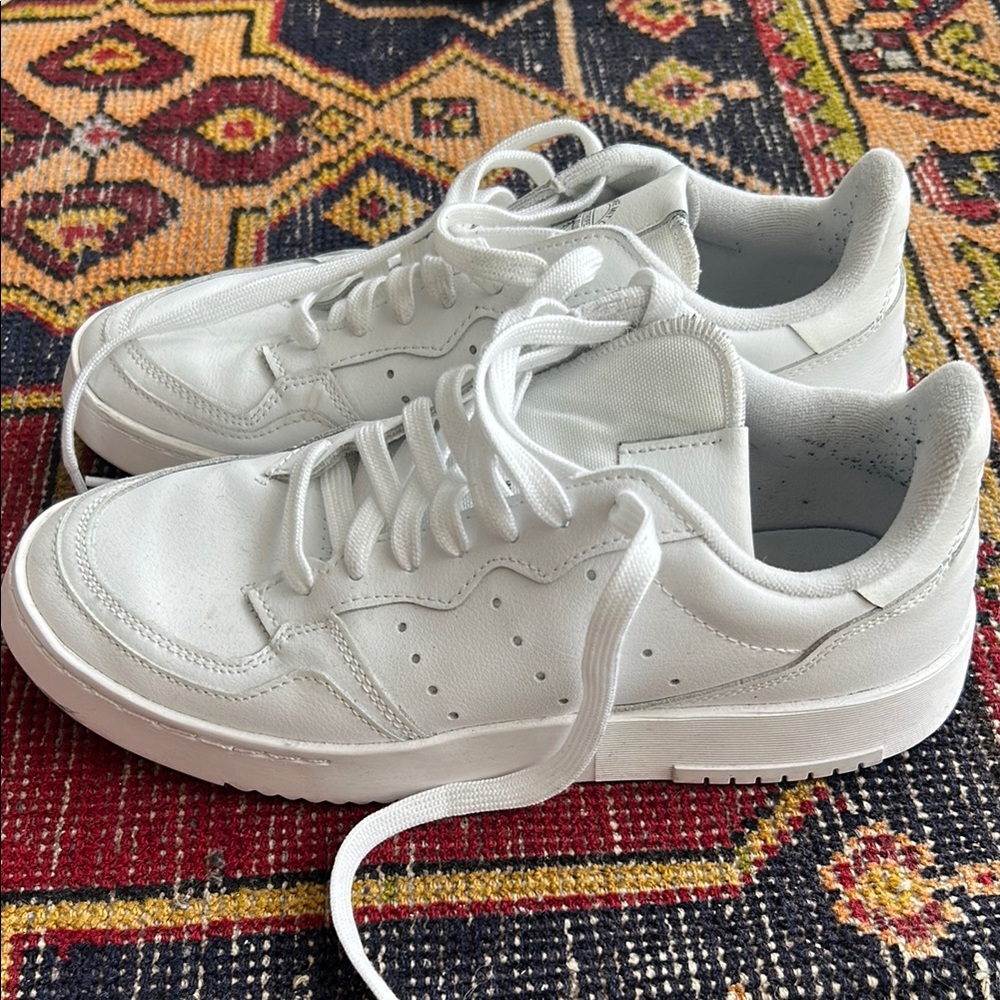 Adidas Supercourt Sneakers – White Leather, Size 7 (W 8.5)